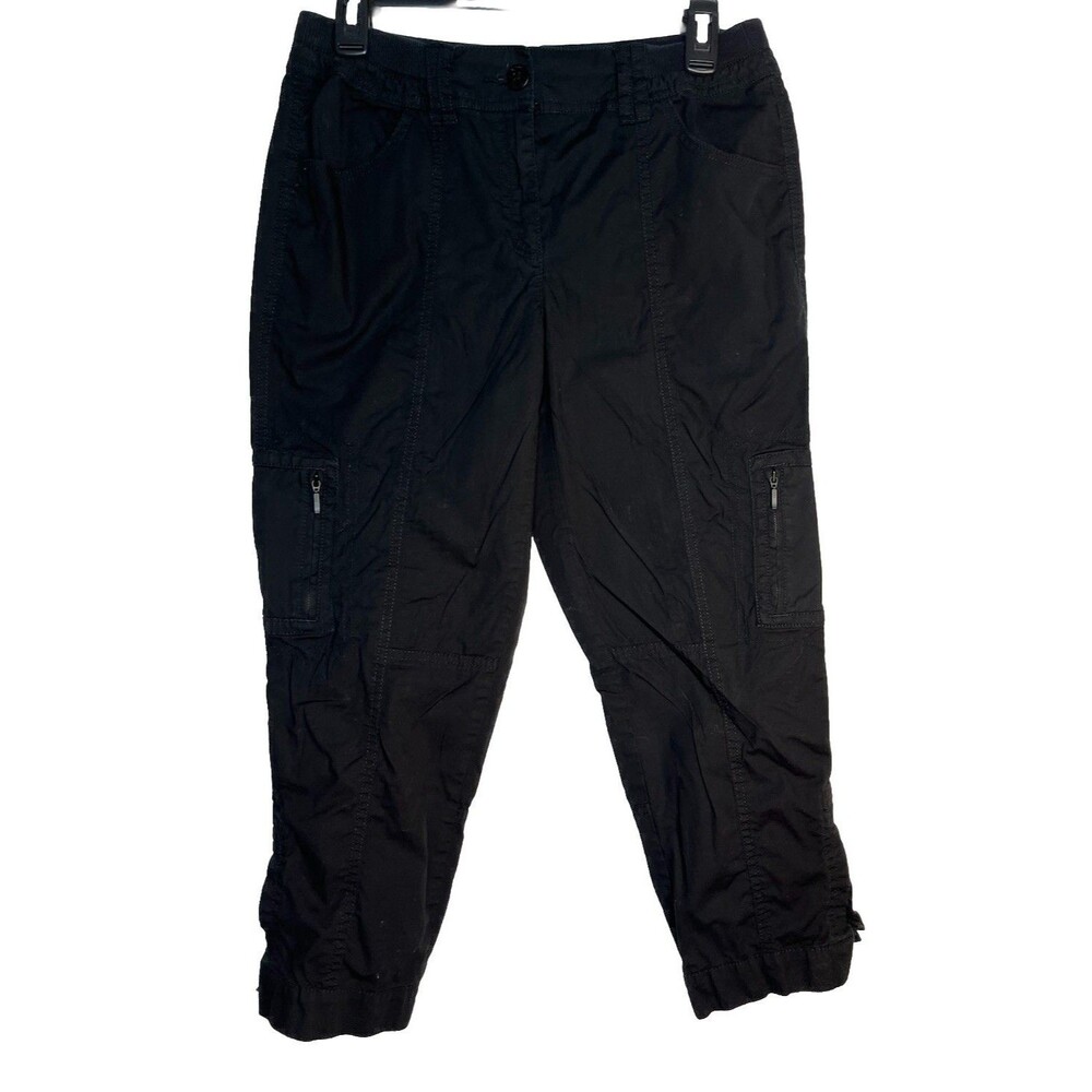 Chicos Y2K Cargo Trendy Size 00 US XS Crop Capri Black Pants